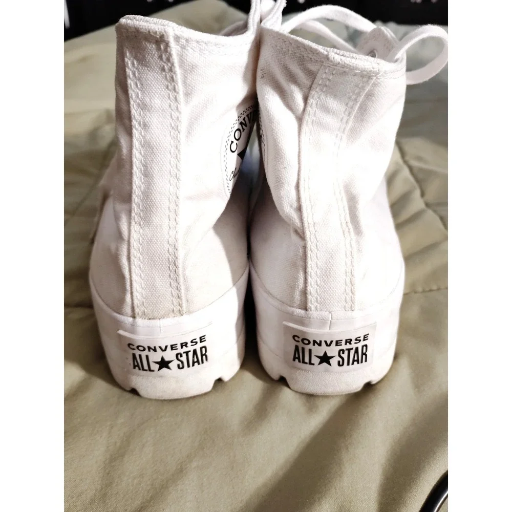 Converse Chuck Taylor Women 10 Lugged Platform High Top Preppy‎ White Sneakers - Picture 7 of 11